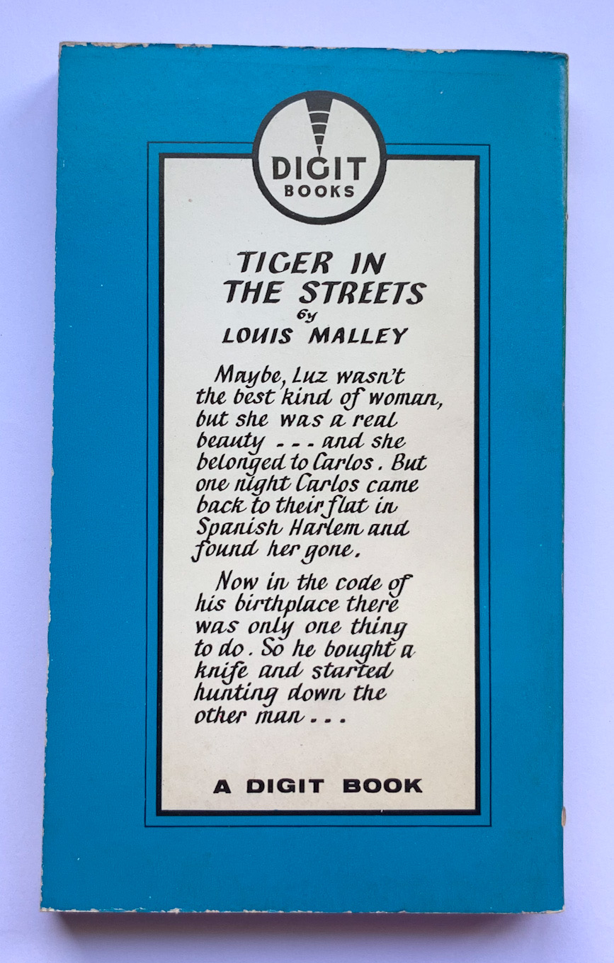 TIGER IN THE STREETS English crime pulp fiction book 1957